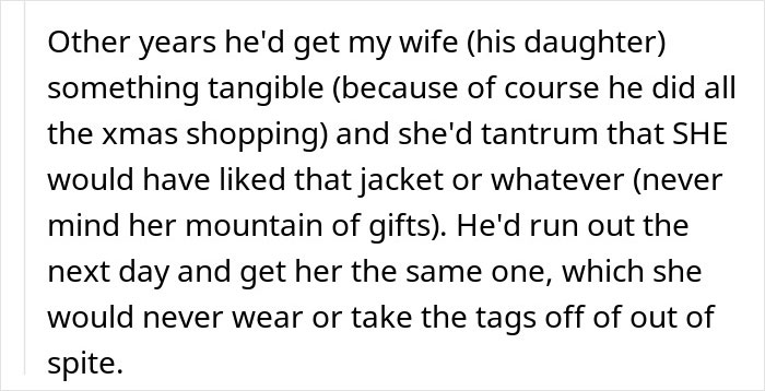 Screenshot of paragraph about family gift fights and a greedy mom reacting to dad's inheritance plans Screenshot of paragraph about family gift fights and a greedy mom reacting to dad's inheritance plans