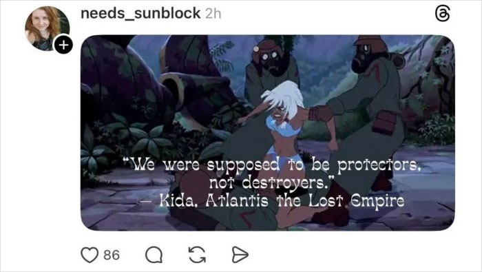 Scene from Atlantis the Lost Empire with Kida restrained by soldiers, illustrating Disney thread going viral and deleted controversy.
