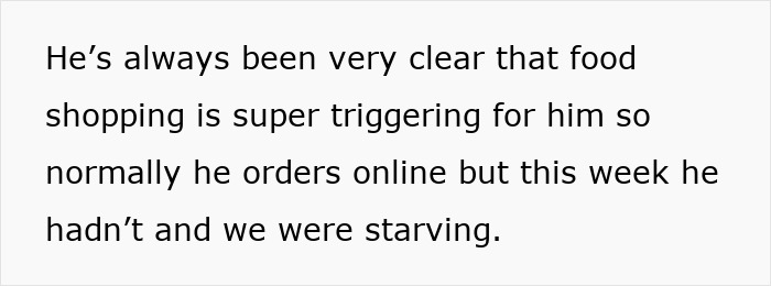 Man explains how food shopping triggers him while girlfriend reacts after seeing how he copes with the stress at home. Man explains how food shopping triggers him while girlfriend reacts after seeing how he copes with the stress at home.