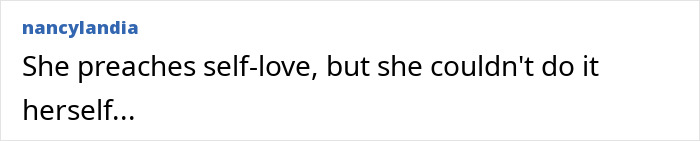 Comment about Selena Gomez's transformation and plastic surgery, expressing doubt about her self-love message. Comment about Selena Gomez's transformation and plastic surgery, expressing doubt about her self-love message.
