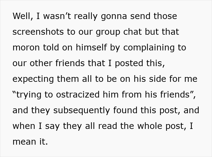 Text message screenshot showing a person explaining conflict after mocking a teen for not liking superhero stuff.