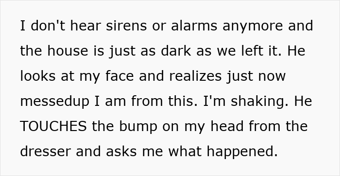 Text on white background showing a distressed woman recalling trauma triggered by boyfriend&rsquo;s family Christmas tradition.