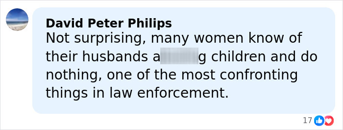 Comment by David Peter Philips discussing women knowing about husbands abusing children, linked to Melissa Gilbert&rsquo;s letter about Timothy Busfield.