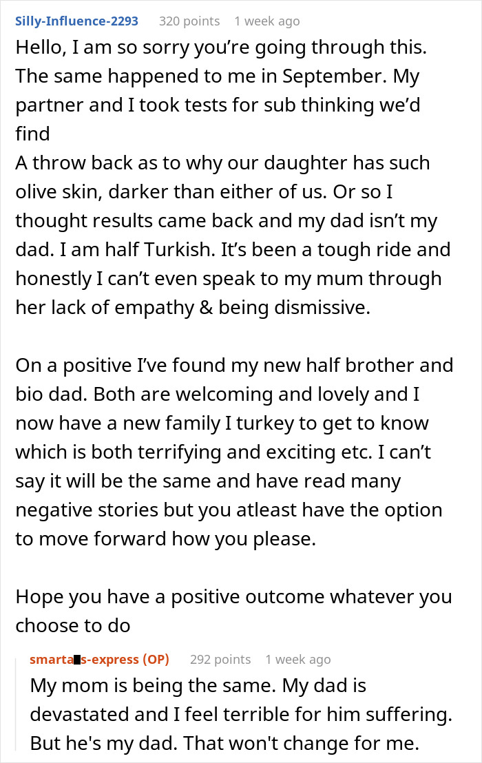 Commenter shares story of finding new family and identity after unexpected ancestry test reveals secret relatives.