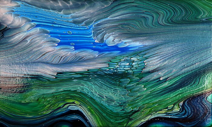 Where The Current Slows: Relaxing Acrylic Pour Painting