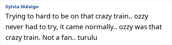 Comment by Sylvia Hidalgo discussing trying too hard and referencing a viral stunt involving Yungblud on a yacht.