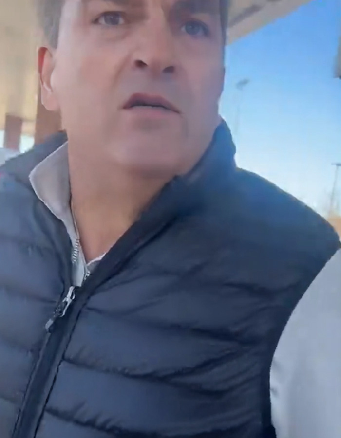 Man known as male version of Karen caught mid public meltdown wearing black puffer vest outdoors Man known as male version of Karen caught mid public meltdown wearing black puffer vest outdoors