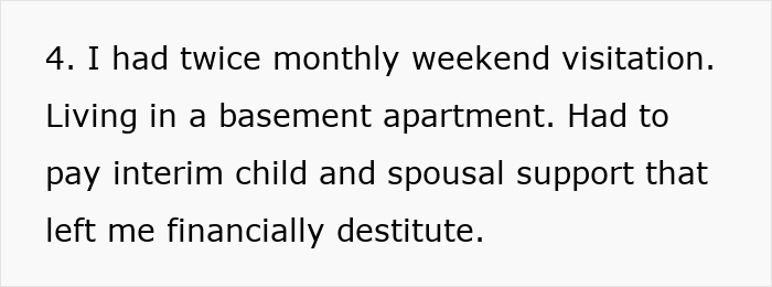 Text excerpt about financial struggles after twice monthly visitation, relating to wife’s cosmetic upgrade and infidelity issues.