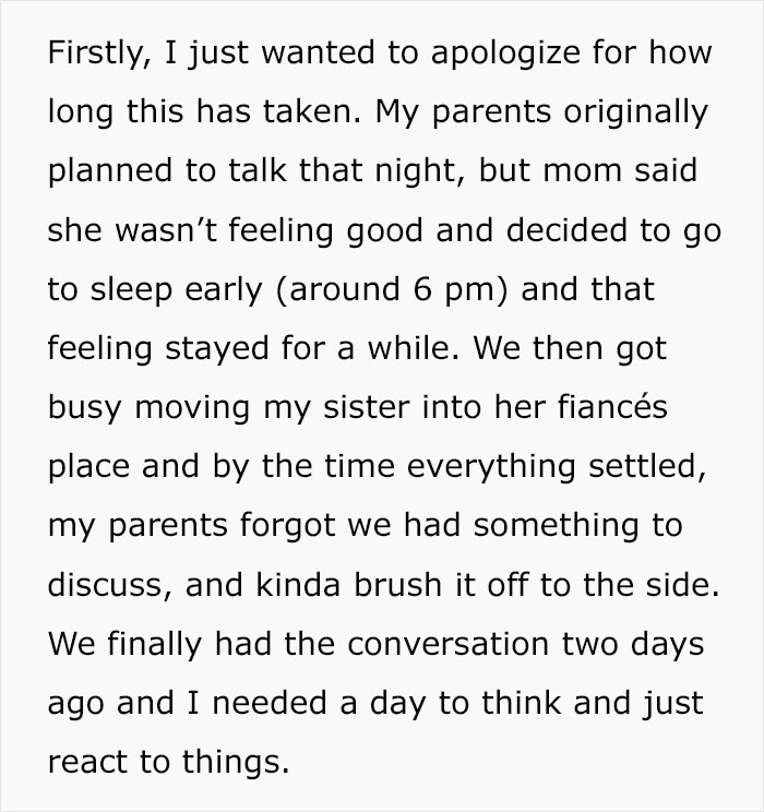 Text excerpt showing a woman&rsquo;s family dealing with her sister turning into a bridezilla and the resulting messy family meeting.