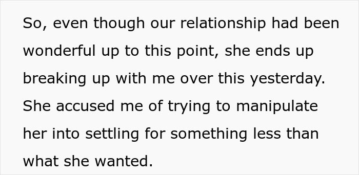 Text excerpt showing a woman forcing boyfriend to sign a contract for a lifetime share of his income.