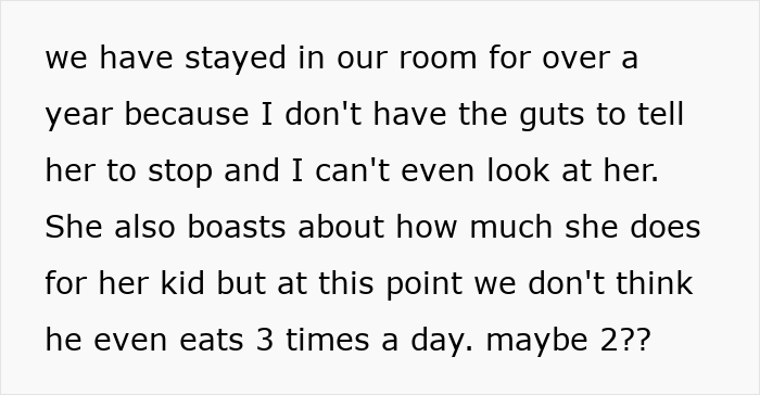 Alt text: Text about family conflict and concerns over mom's neglect of her 2-year-old leading to CPS involvement.