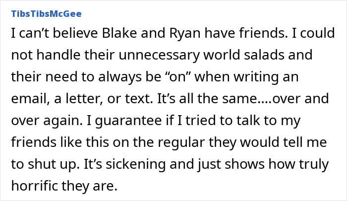 Screenshot of an online comment discussing Ryan Reynolds’ manipulative email to It Ends With Us author Colleen Hoover.