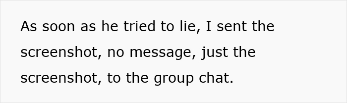 Text on a white background reads a message about sending a screenshot to a group chat after someone tried to lie, related to grief and superhero topics.