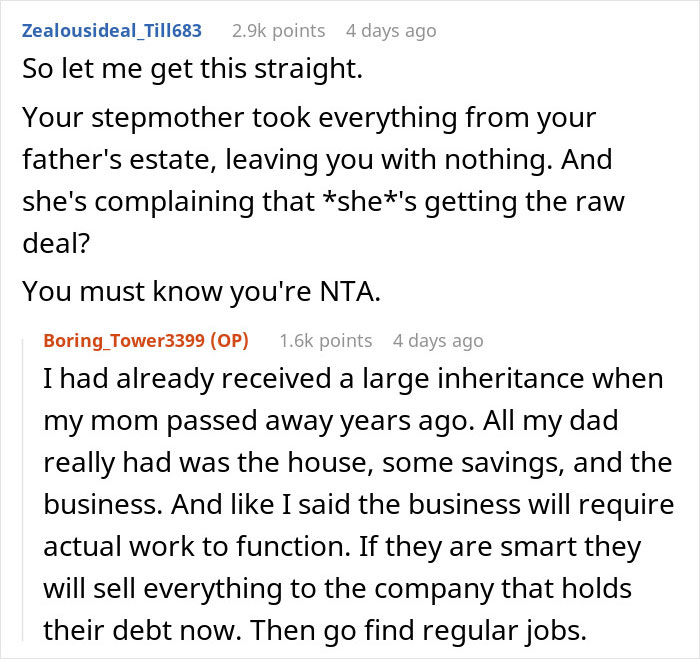 Reddit discussion about emptying father&rsquo;s estate and will conflicts with stepmother taking everything and no inheritance left.