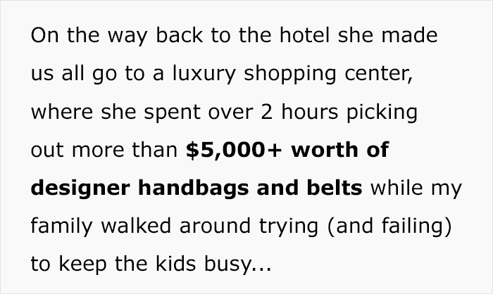 Greedy Mom buying $5,000+ designer handbags and belts at a luxury shopping center while family waits Greedy Mom buying $5,000+ designer handbags and belts at a luxury shopping center while family waits