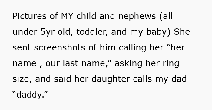 Screenshot of a text message revealing a dad’s mistress contacting his adult daughter, exposing a months-long affair. Screenshot of a text message revealing a dad’s mistress contacting his adult daughter, exposing a months-long affair.