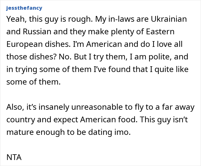 Man making faces and throwing a fit after receiving traditional gross food instead of American dishes at a restaurant