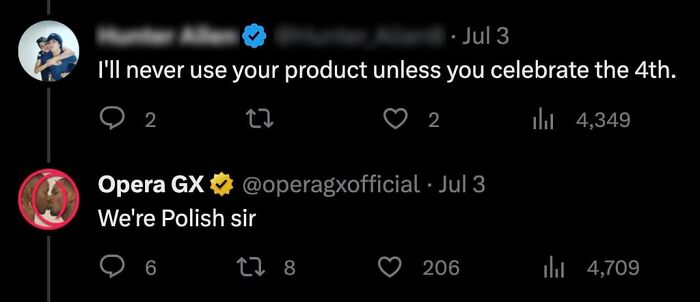 Screenshot of a ridiculous American internet comment and a humorous reply, illustrating internet comments that deserved to get roasted.