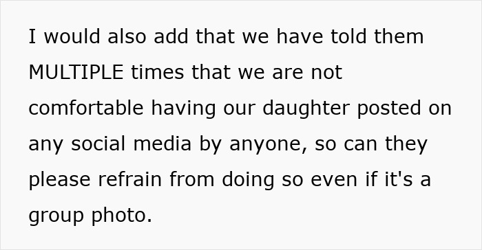 Woman furious message about BIL posting her 2YO daughter on social media, asking family to refrain from sharing photos.