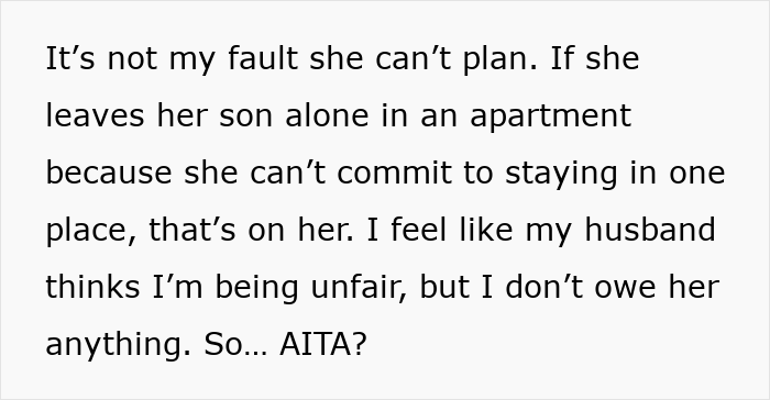 Text post discussing a wife done with husband&rsquo;s relatives living with them and conflict over housing his mother.