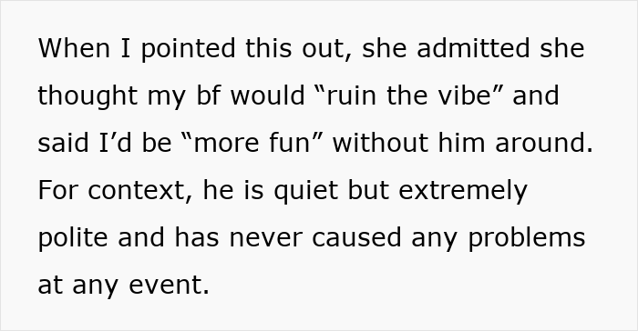 Woman explains birthday host decided bestie’s boyfriend didn’t fit party vibe and excluded him, sparking drama. Woman explains birthday host decided bestie’s boyfriend didn’t fit party vibe and excluded him, sparking drama.