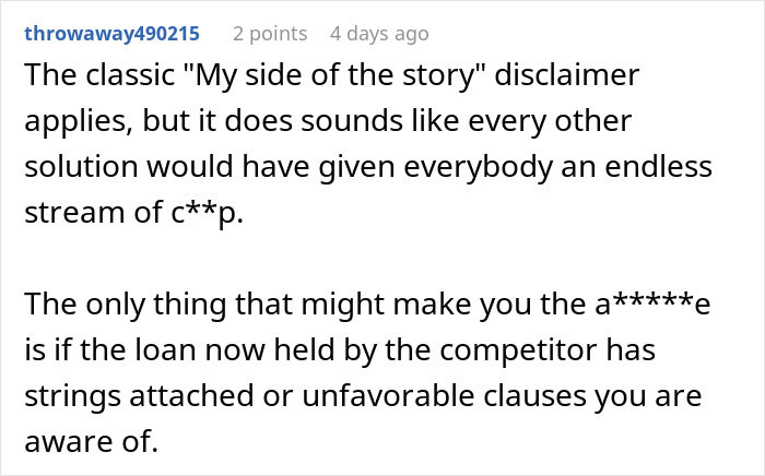 Commenter discussing risks and issues related to emptying father's estate and potential unfavorable loan clauses. Commenter discussing risks and issues related to emptying father's estate and potential unfavorable loan clauses.