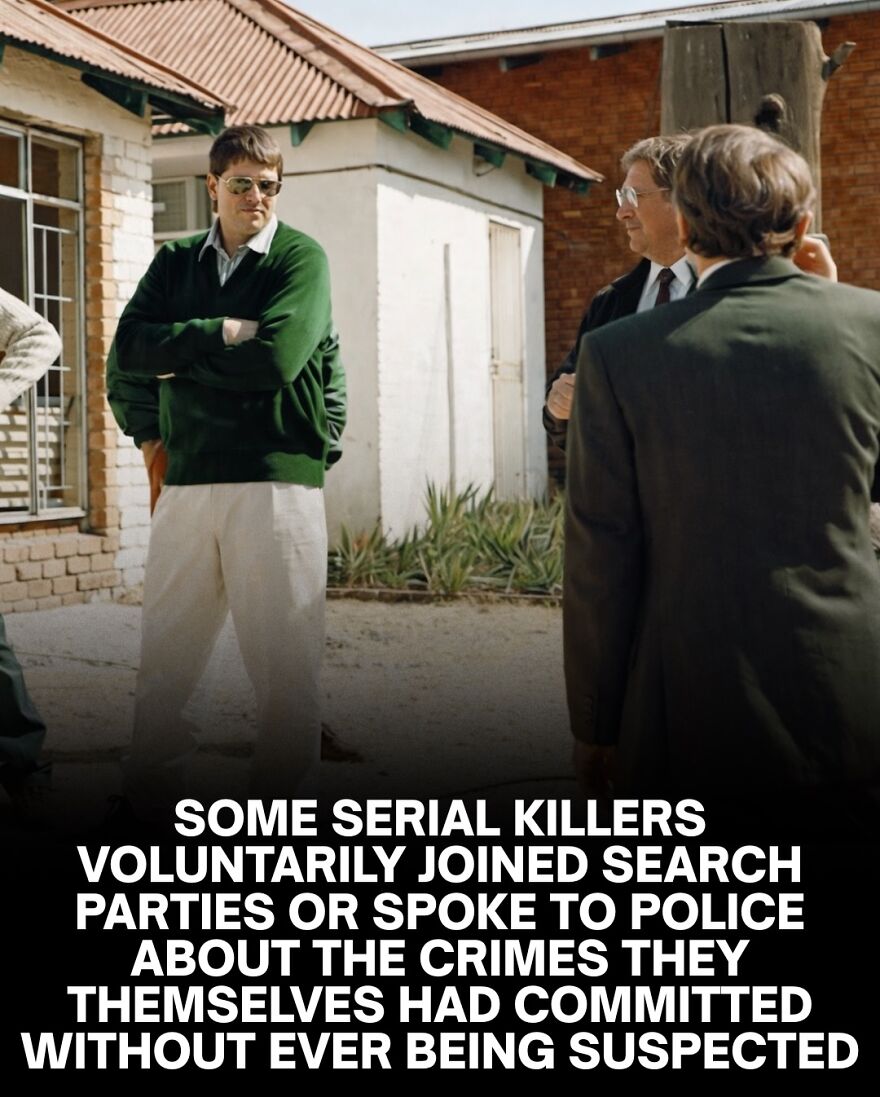 Men in casual and formal clothes talking outdoors, illustrating scary facts about serial killers and crime insights.
