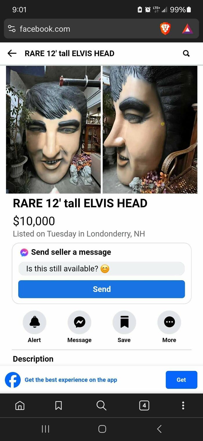 Creepy 12' Tall Elvis Head