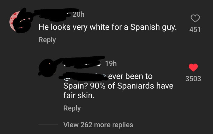 Screenshot of American internet comments debating skin color stereotypes with high engagement on a social platform.