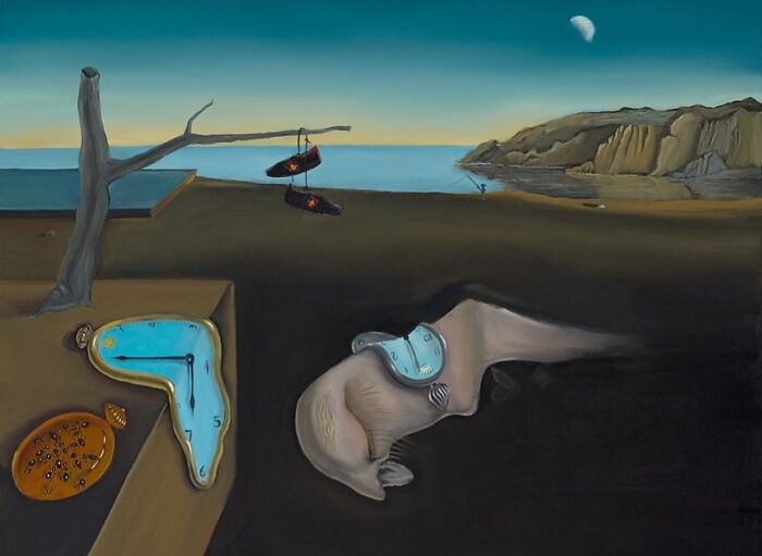 Surreal seascape with melting clocks reimagined by Scottish artist blending famous paintings and modern street culture