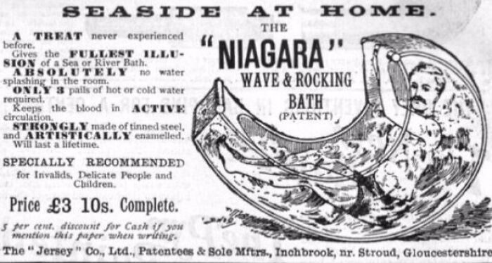 The Niagara Wave & Rocking Bath (1890s) Was An Early Form Of Hydrotherapy. The Manufacturer Promised An Accurate Simulation Of The "Seaside" & Good Health Through Improved Circulation