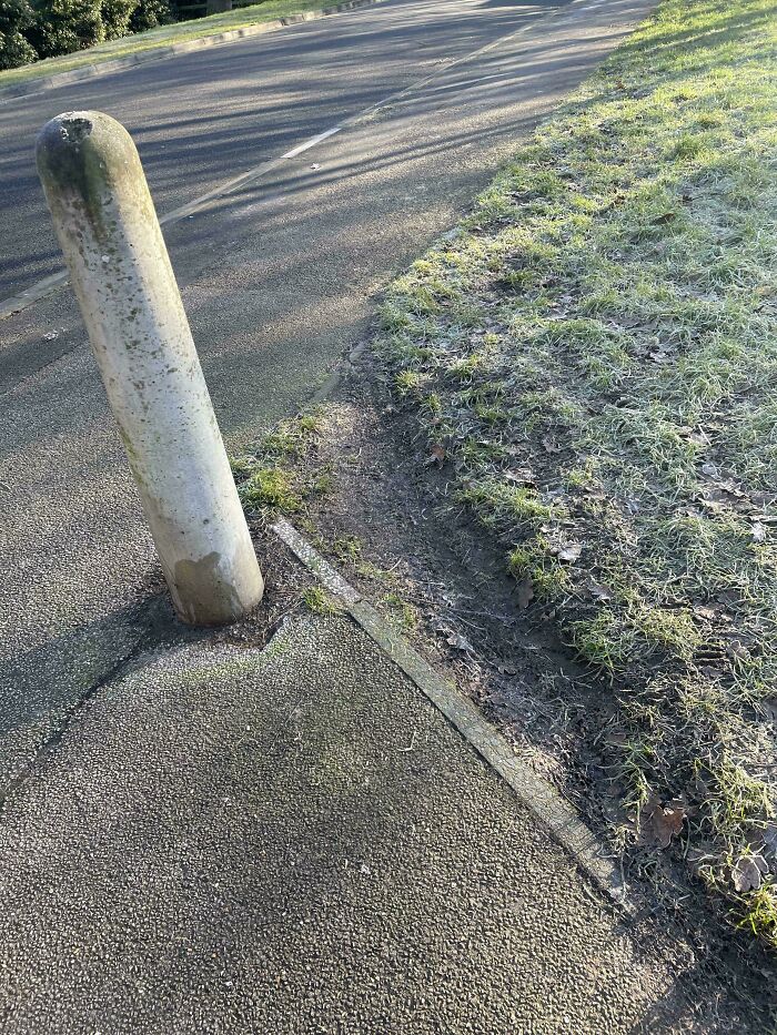 Worn desire path visible beside pavement, showing how people walk differently than official city plans.