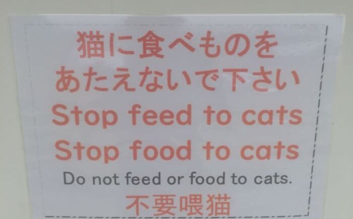 Sign with funny Japanese to English translation errors, showing Japan getting completely lost while translating to English.