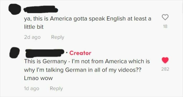 Screenshot of ridiculous American internet comments with a humorous reply roasting the original remark.