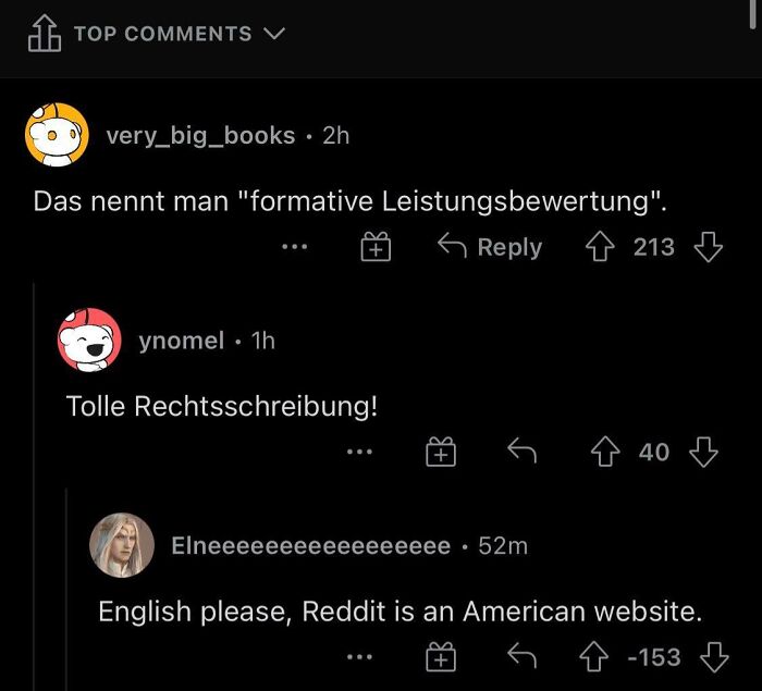Reddit comments showing ridiculous American internet comments that got roasted in a humorous thread.