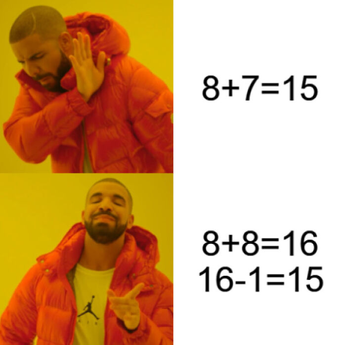 Man in red jacket rejecting a simple math equation and approving a more complex one illustrating a spicy neurodivergent brain approach.