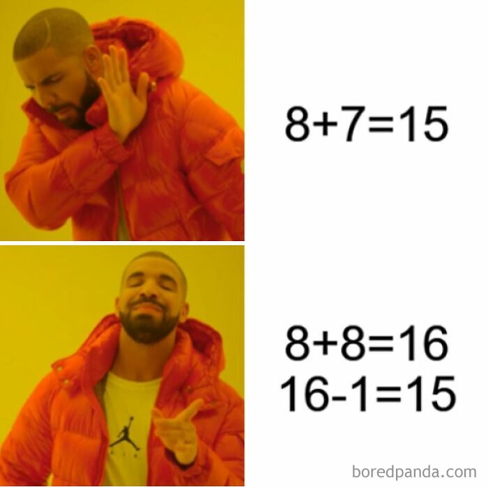 Man in red jacket rejecting a simple math equation and approving a more complex one illustrating a spicy neurodivergent brain approach.