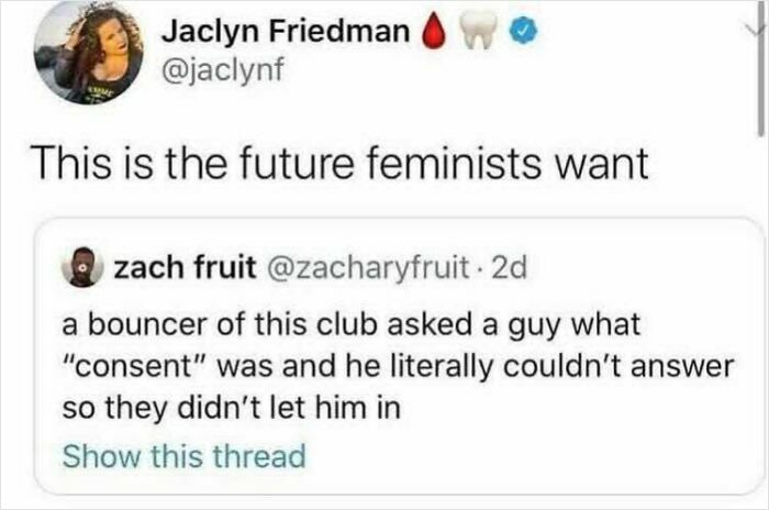 Screenshot of a feminist social media post calling out patriarchy and highlighting the importance of consent awareness.