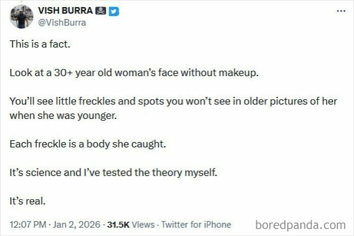 Screenshot of a Twitter post sharing medical knowledge about freckles and skin aging, facing criticism and shaming online.
