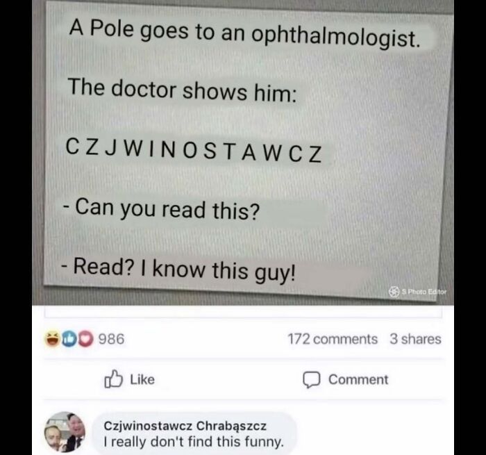 Meme showing humorous Polish word joke with comments, illustrating a meme account explains memes for those who don’t get it.