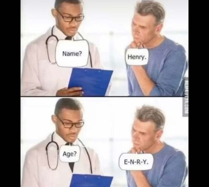Two-panel meme showing a doctor asking a confused man his name and age, related to meme explanations.