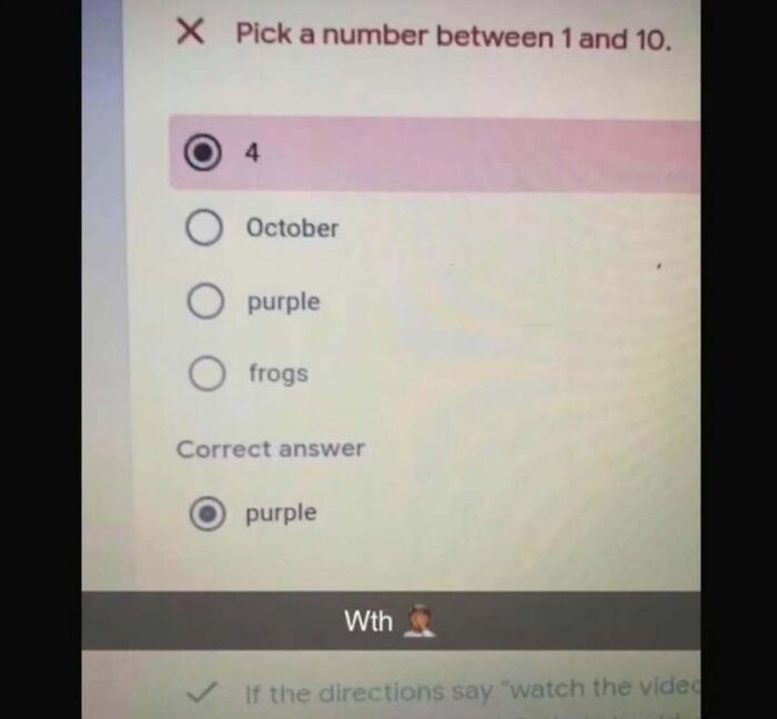 Quiz question meme showing a confusing multiple-choice with incorrect answers, explained by meme account humor.