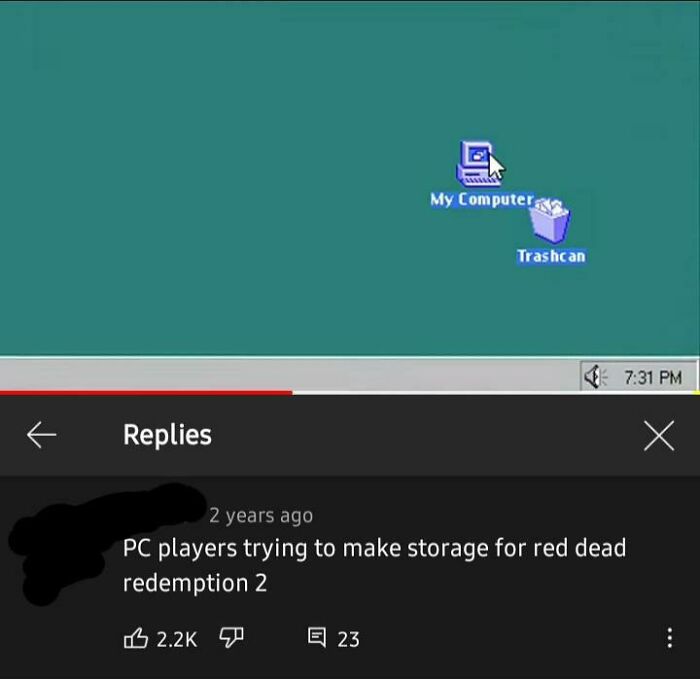 Screenshot of a social media comeback about PC players making storage for Red Dead Redemption 2 video game.
