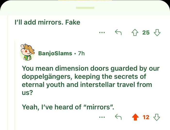 Comment on social media about dimension doors, doppelgängers, and secrets of eternal youth with a clever comeback.