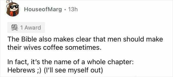 Screenshot of a witty social media comment with a clever biblical coffee pun, showcasing top comebacks and comments.