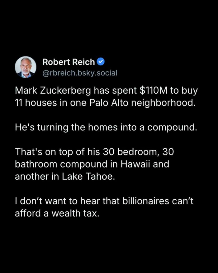 Tweet about billionaires buying multiple homes highlighting wealth inequality in straight to the point posts calling out the world.