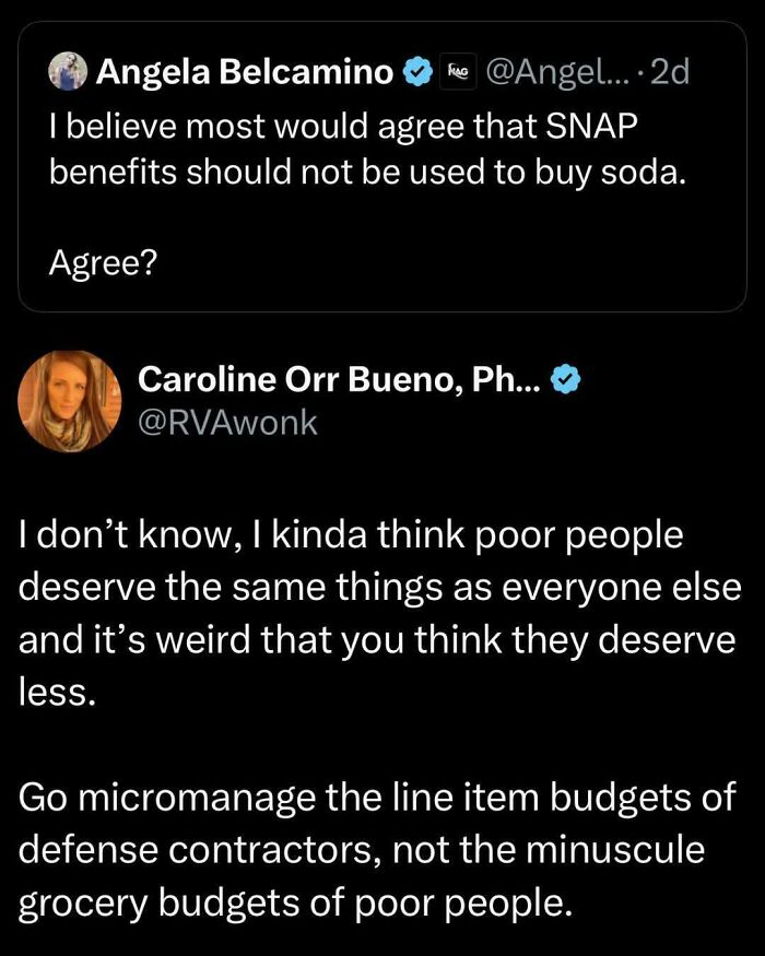 Twitter post debate on SNAP benefits use highlights social issues in straight to the point posts calling out the world today.