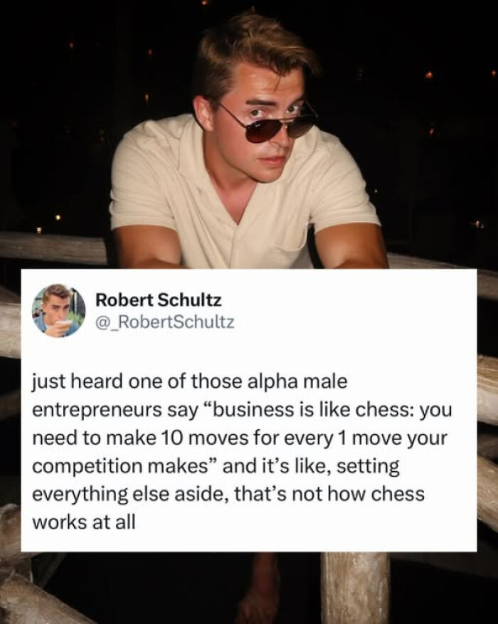 Young man in sunglasses with a social media post exemplifying straight to the point posts calling out the world we live in.