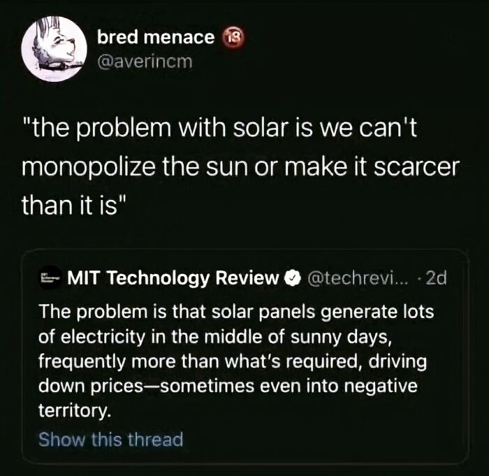 Social media posts highlighting solar energy challenges and calling out issues in the world we're living in.