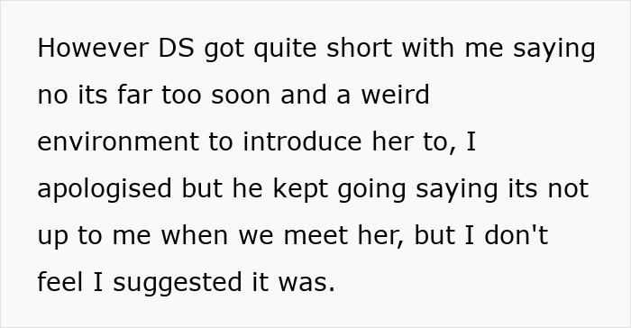 Text excerpt showing a mom inviting son’s girlfriend to dad’s party and his reaction to the rushed proposal situation. Text excerpt showing a mom inviting son’s girlfriend to dad’s party and his reaction to the rushed proposal situation.